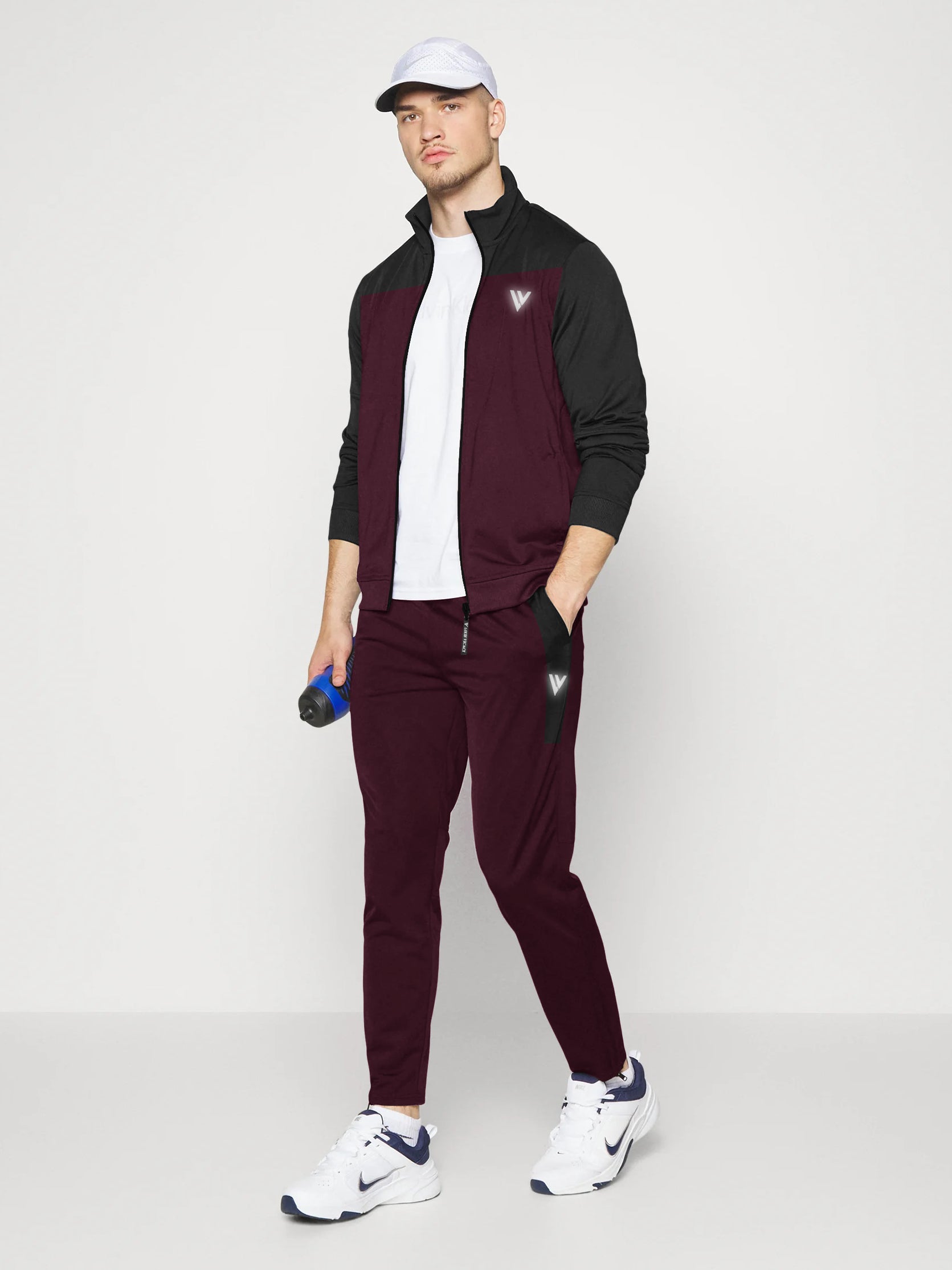 Louis Vicaci Lightning Flash Training Tracksuit For Men-Maroon & Black-RT1376