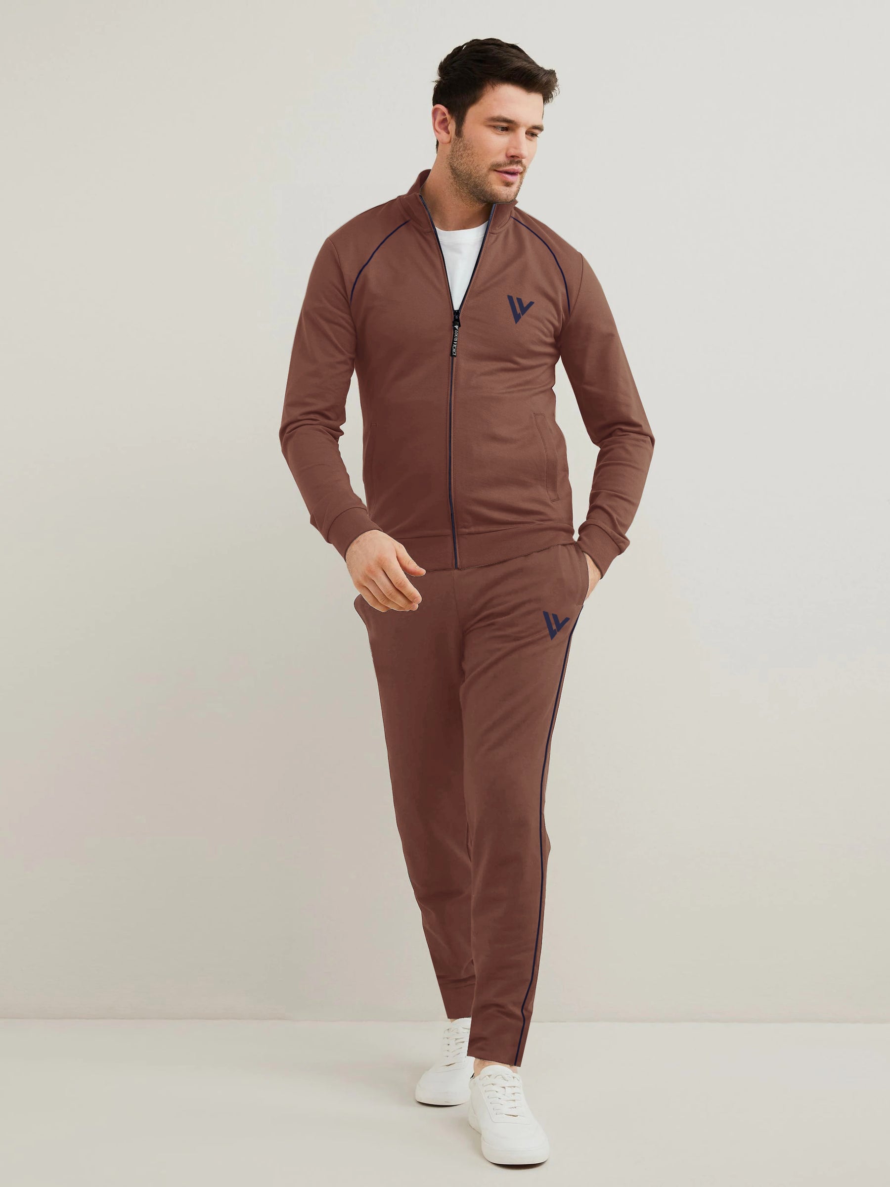 Louis Vicaci Fleece Zipper Tracksuit For Men-Dark Skin-SP272