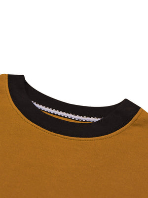 ADS Fleece Funky Style Sweatshirt For Men-Mustard with Black-BE2463