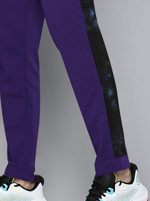 ADS Fleece Jogger Sweatpant For Men-Purple with Black Texture Panel-BE2588