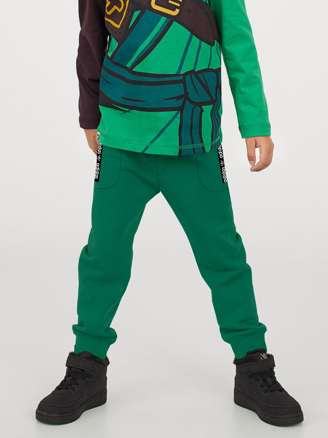 ADS Fleece Slim Fit Jogger Trouser For Kids-Cyan Green-SP902