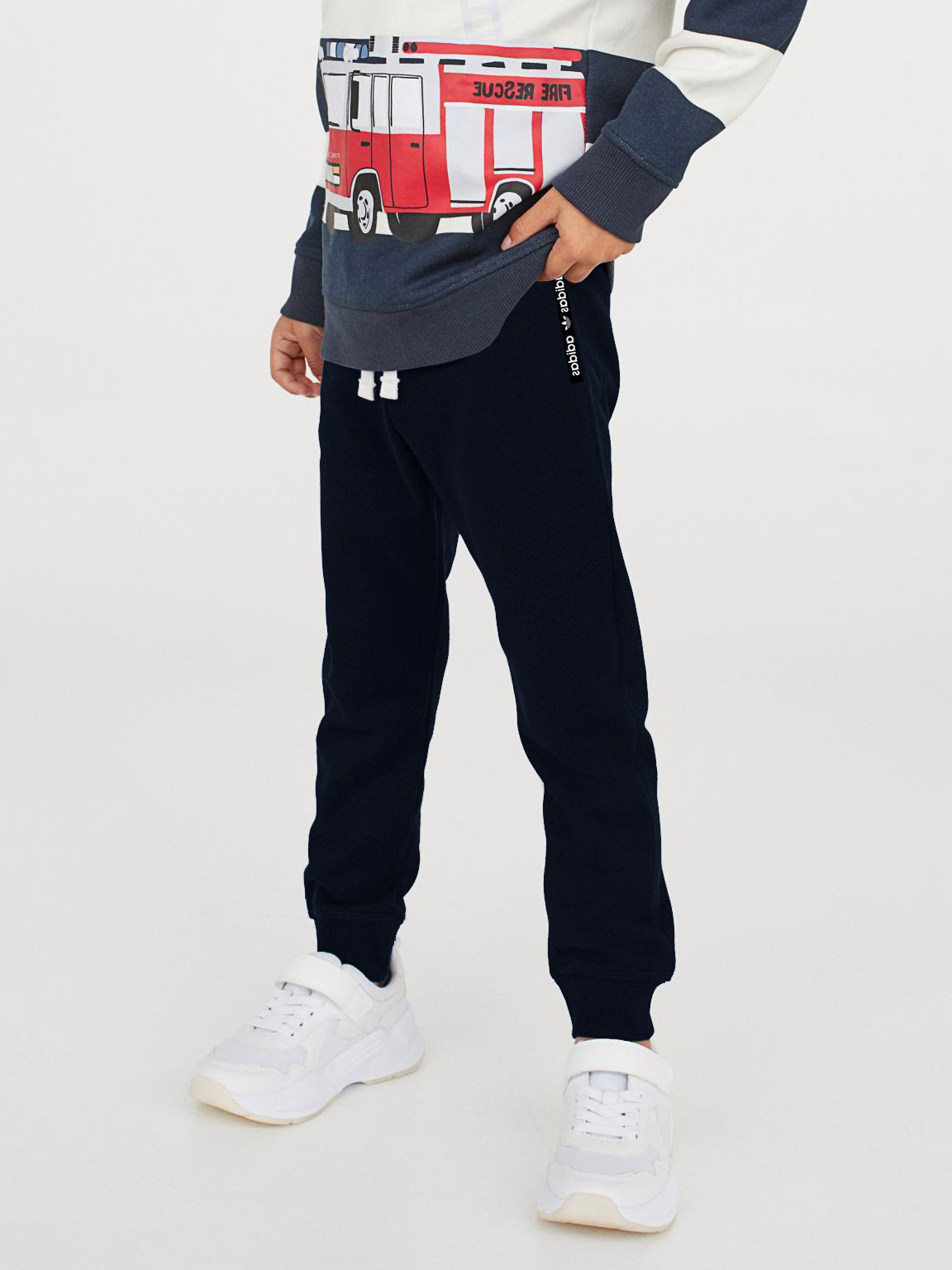 ADS Fleece Slim Fit Jogger Trouser For Kids-Dark Navy-SP883/Rt2168