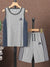 ADS Single Jersey Sport Suit For Kids- Grey Melange With Blue Panels-BE3055