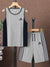 ADS Single Jersey Sport Suit For Kids- Grey Melange with Navy Panels-BE3057