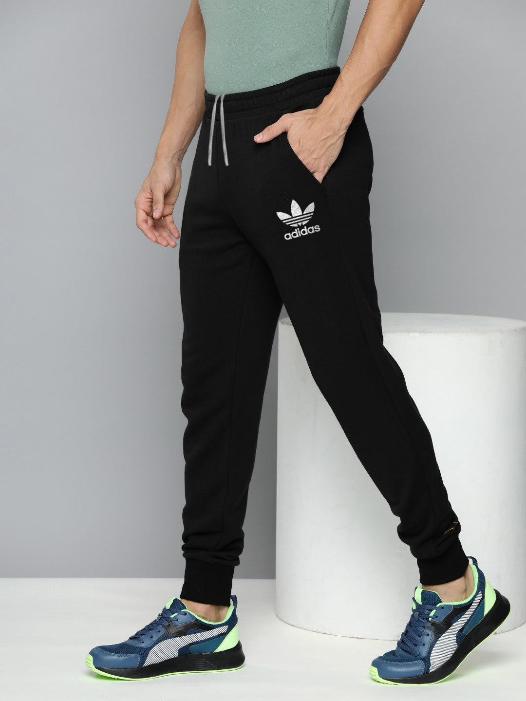 ADS Terry Fleece Jogger Sweatpant For Men-Black-BE2592