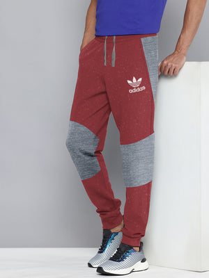 ADS Terry Fleece Jogger Sweatpant For Men-Carrot Red Dotted with Melange Panel-BE2698