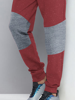 ADS Terry Fleece Jogger Sweatpant For Men-Carrot Red Dotted with Melange Panel-BE2698