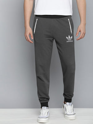 ADS Terry Fleece Jogger Sweatpant For Men-Dark Grey with Black Panel-BE2684