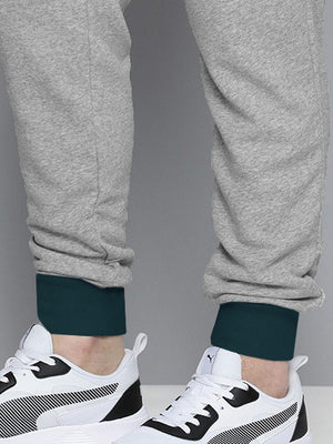 ADS Terry Fleece Jogger Sweatpant For Men-Grey Melange with Green Panel-BE2596