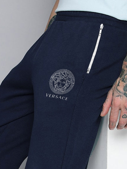 VERSACE Terry Fleece Jogger Sweatpant For Men-Navy-BE2565