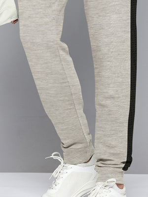 ADS Terry Fleece Jogger Sweatpant For Men-Off White Melange with Black Panel-BE2607