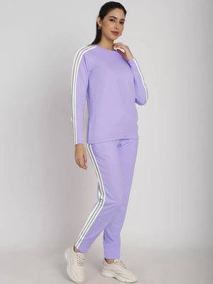 AD Single Jersey Tracksuit For Ladies-Light Purple with White & Grey-BE1496/BR13742