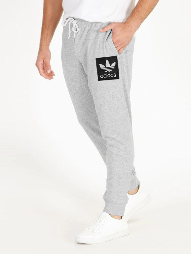 Adidas Terry Fleece Slim Fit Jogger Trouser For Men-Grey Melange-BE2196