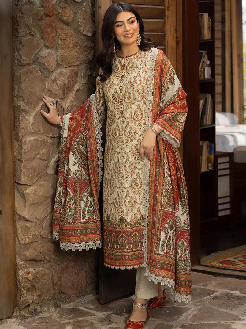 Asim Jofa Bana Dora Digital Printed Lawn Unstitched 3 Pcs Suit For Women-BE3085/BR14975