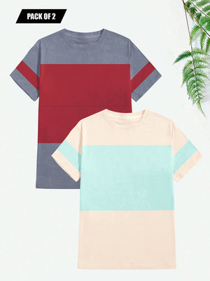 Pack Of 2 Panel Style T Shirt For Men