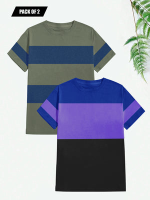 Pack Of 2 Panel Style T Shirt For Men