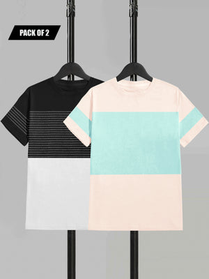 Pack Of 2 Panel Style T Shirt For Men