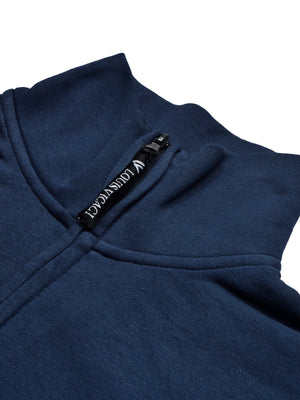 Louis Vicaci Fleece Stylish Zipper Mock Neck For Men-Mid Navy-BE155/BR965
