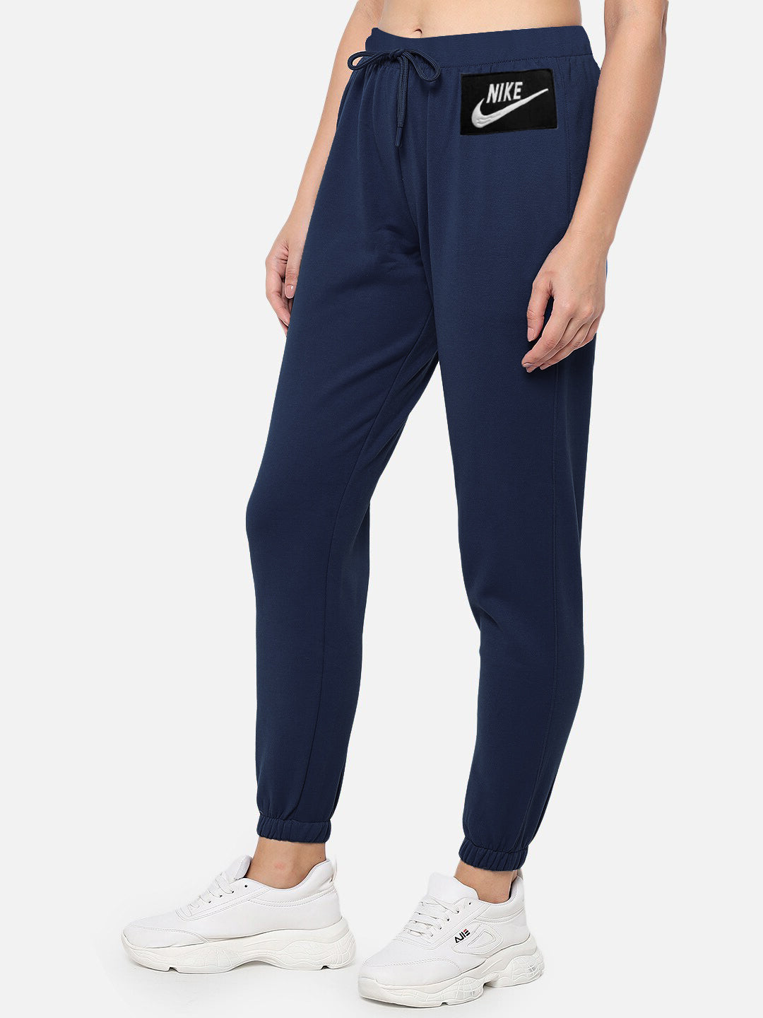 NK Fleece Without Pockets Slim Fit Trouser For Ladies-Navy-BE2175
