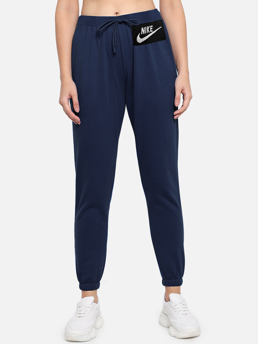 NK Fleece Without Pockets Slim Fit Trouser For Ladies-Navy-BE2175
