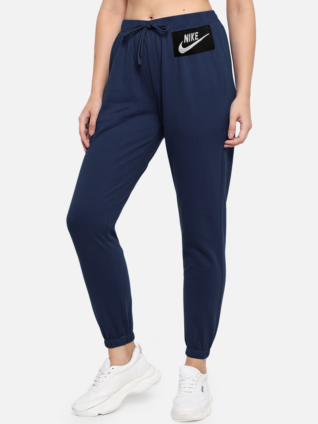 NK Fleece Without Pockets Slim Fit Trouser For Ladies-Navy-BE2175