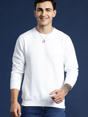 PPR Fleece Raglan Sleeve Sweatshirt For Men-White-BE255