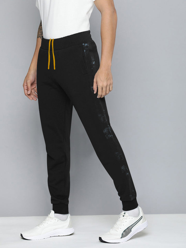 ADS Terry Fleece Jogger Sweatpant For Men-Black with Texture Panel-BE2658