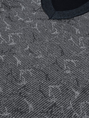 Louis Vicaci Full Sleeve Wool Sweatshirt For Men-Navy Melange with Print-BE273/BR1078