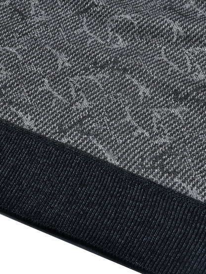 Louis Vicaci Full Sleeve Wool Sweatshirt For Men-Navy Melange with Print-BE273/BR1078
