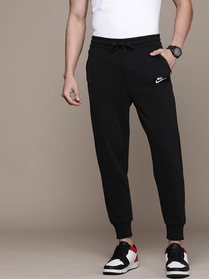 NK Terry Fleece Slim Fit Jogger Trouser For Men-Black-BE286/BR1085