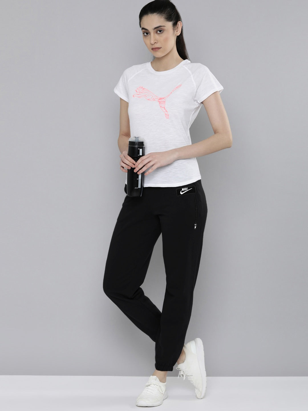 NK Fleece Slim Fit Without Pockets Jogger Trouser For Ladies-Black