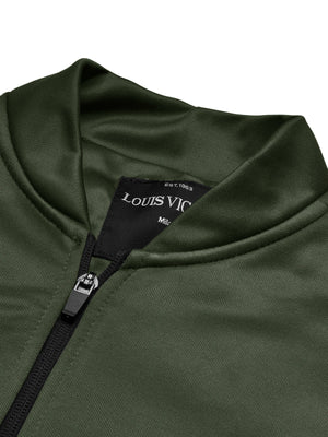 Louis Vicaci Zipper Inner Fur Bomber Jacket For Men-Olive-SP1058/RT2208
