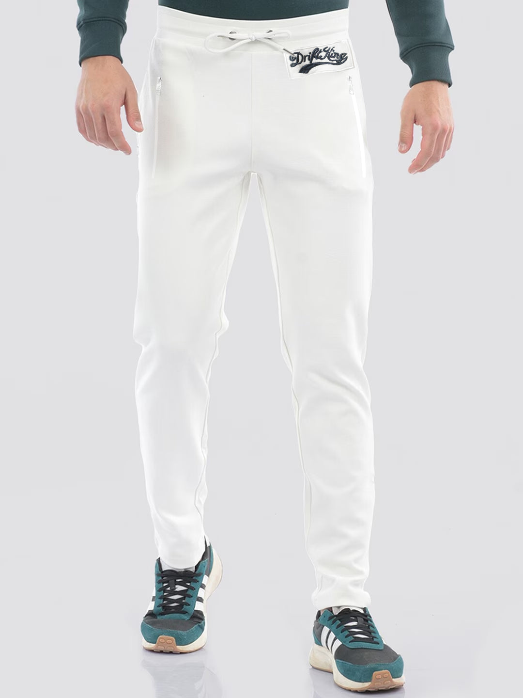 Drift King Regular Fit Heavy Fleece Jogger Trouser For Men-White-BE2253