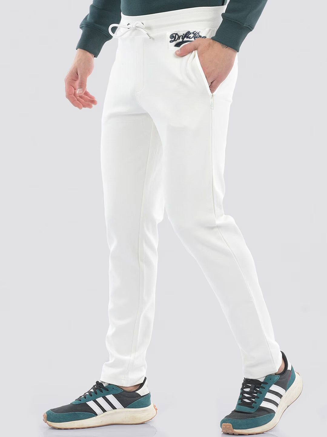 Drift King Regular Fit Heavy Fleece Jogger Trouser For Men-White-BE2253