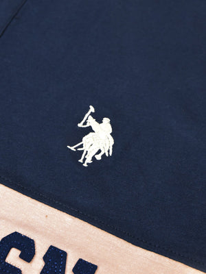 U.S Polo Assn. Long Sleeve Polo Shirt For Men-Navy & Peach-BE336/BR1117