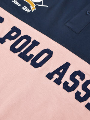 U.S Polo Assn. Long Sleeve Polo Shirt For Men-Navy & Peach-BE336/BR1117
