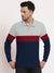 Next Long Sleeve Polo Shirt For Men-Navy with Red & Grey Panels-BE340/BR1122