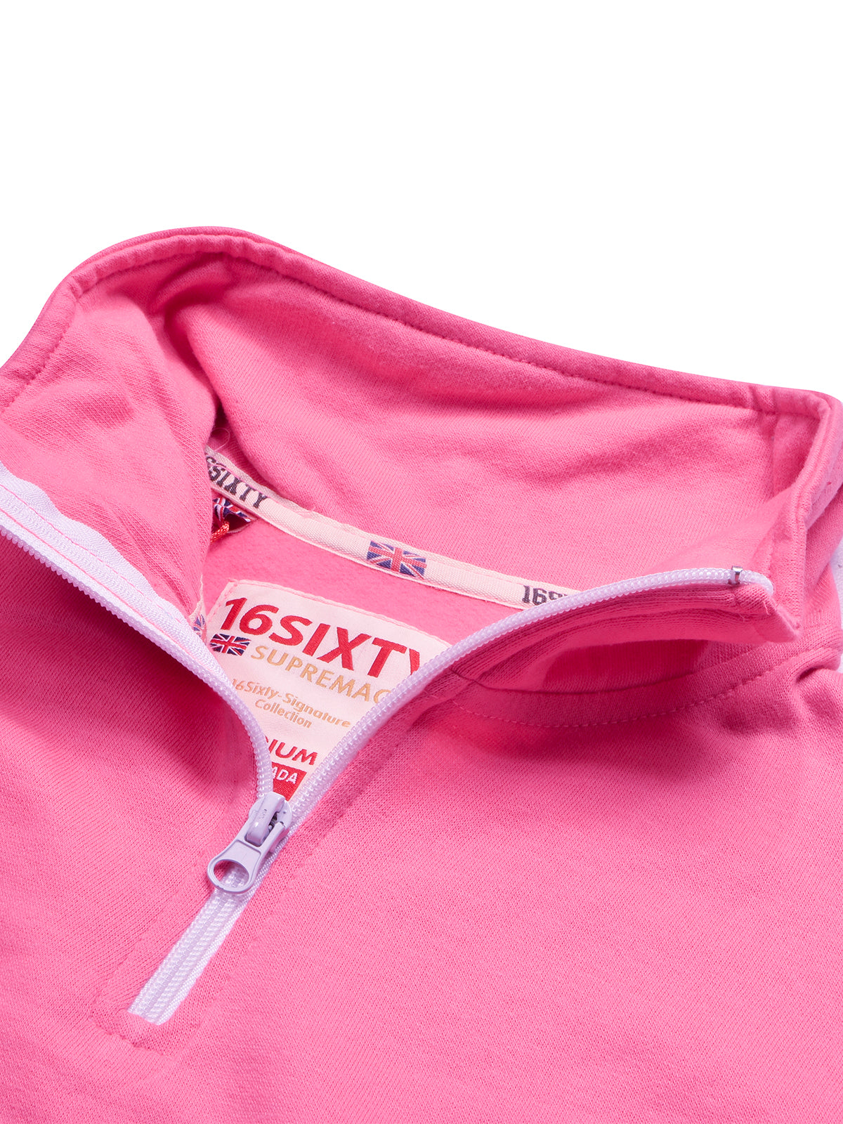 16Sixty Fleece Zipper Tracksuit For Women-Pink with White Panels-BE2141/BR14254