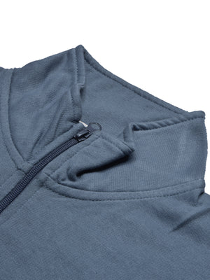 16Sixty Fleece Zipper Tracksuit For Ladies-Slate Blue with White Panels-BE36/BR876