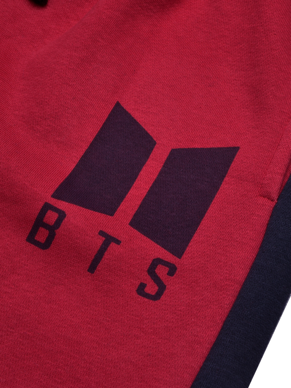 BTS Fleece Tracksuit For Kids-Dark Red with Navy Panels-BE54/BR879