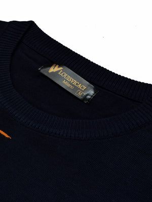 Louis Vicaci Full Sleeve Wool Sweatshirt For Men-Dark Navy-BE234/BR1041
