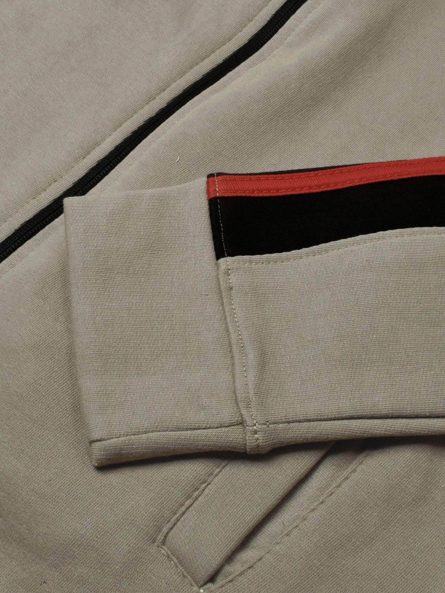 Louis Vicaci Fleece Zipper Tracksuit For Ladies-Dark Wheat with Black & Red Stripe-BR1112