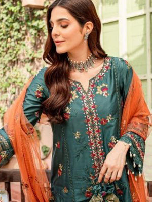 Batik Embroidered Lawn & Organza Unstitched 3 Pcs Suit For Women-BE3137/BR15037