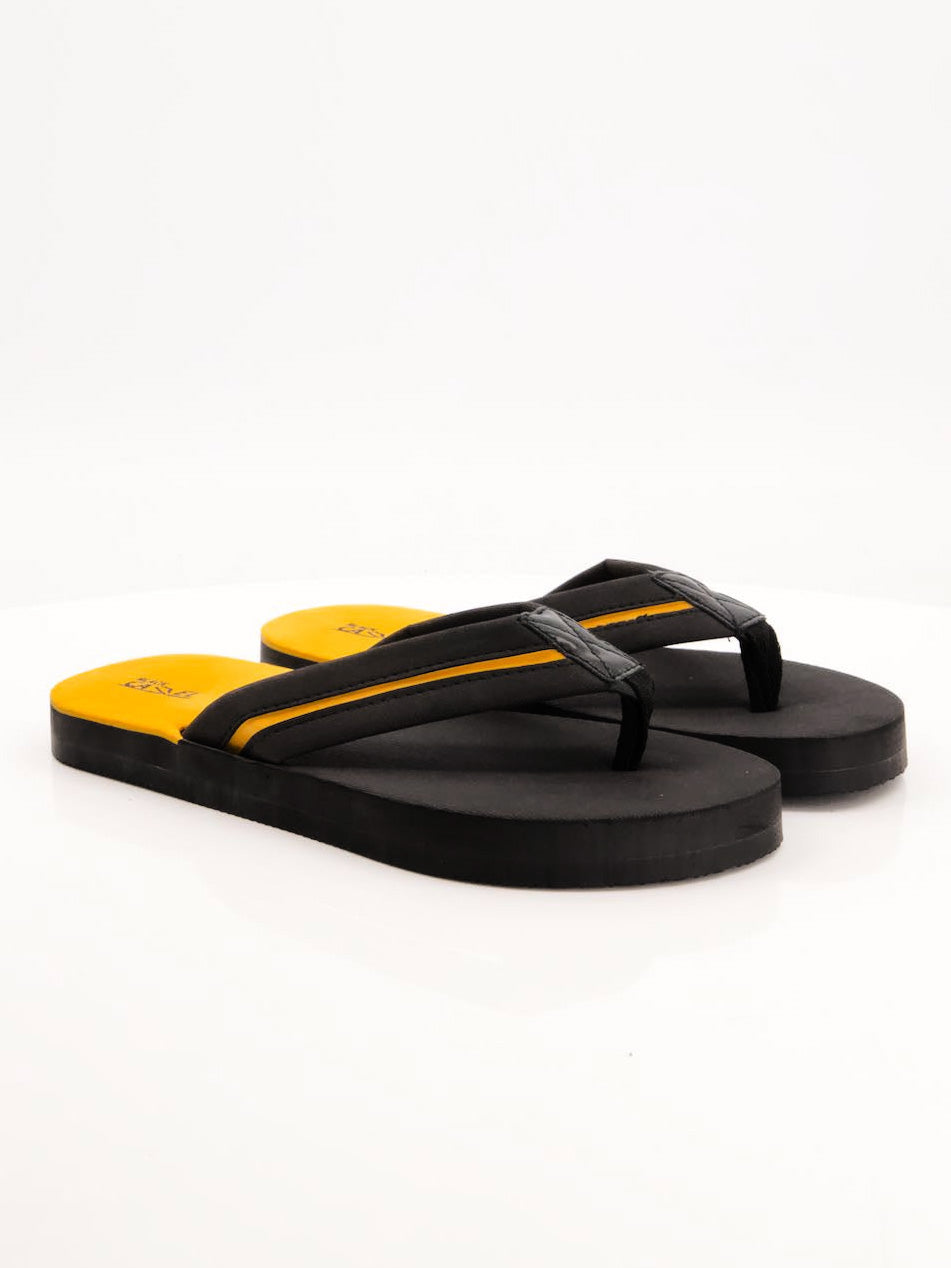 Black Camel 006 Comfort Flip Flop-Black with Yellow-BE1673/BR13900