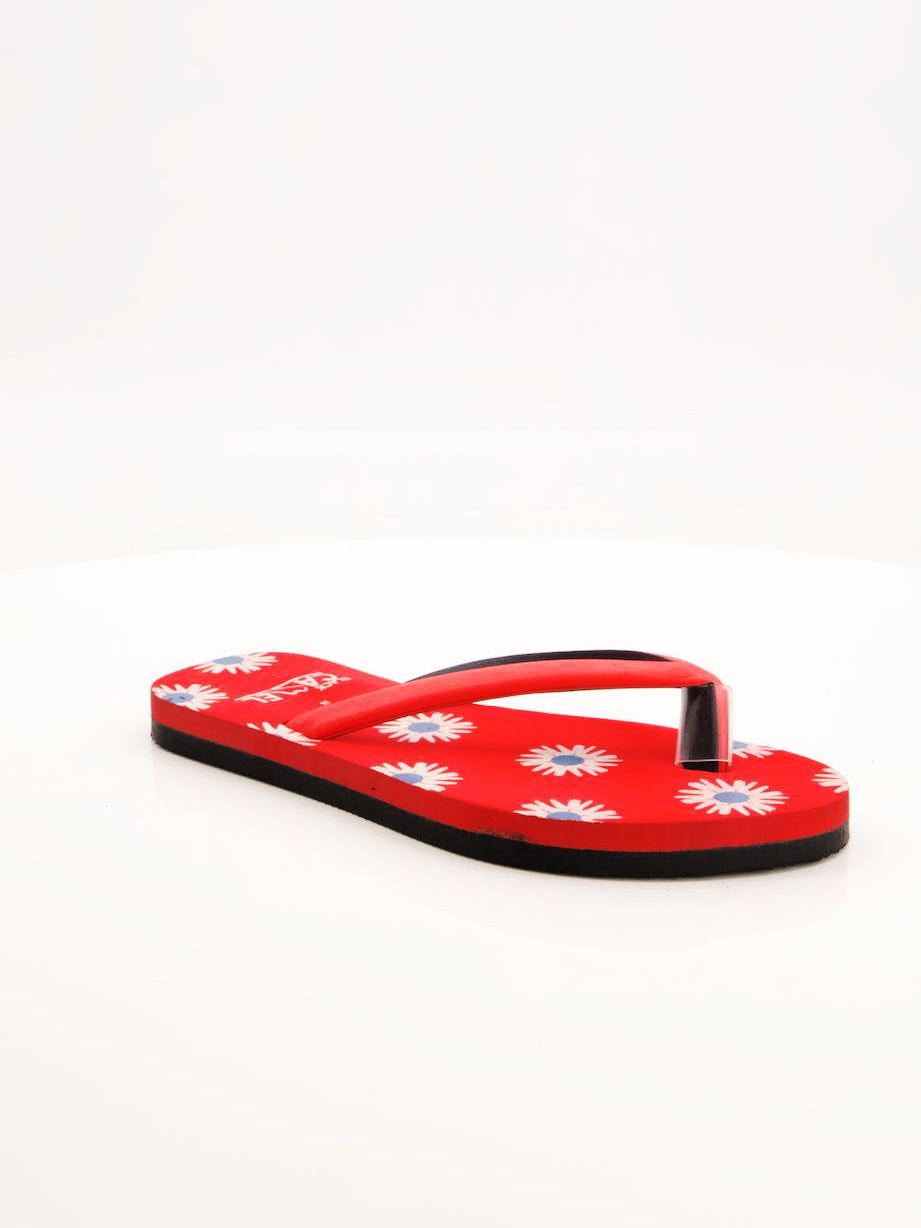 Black Camel Flip Flop Floral Sole Slipper For Women-Red-BE1672/BR13899