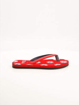 Black Camel Flip Flop Floral Sole Slipper For Women-Red-BE1672/BR13899