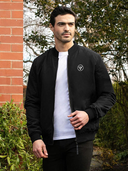 Louis Vicaci Active Wear Stylish Zipper Mock Neck with Logo For Men-Black-BE2052