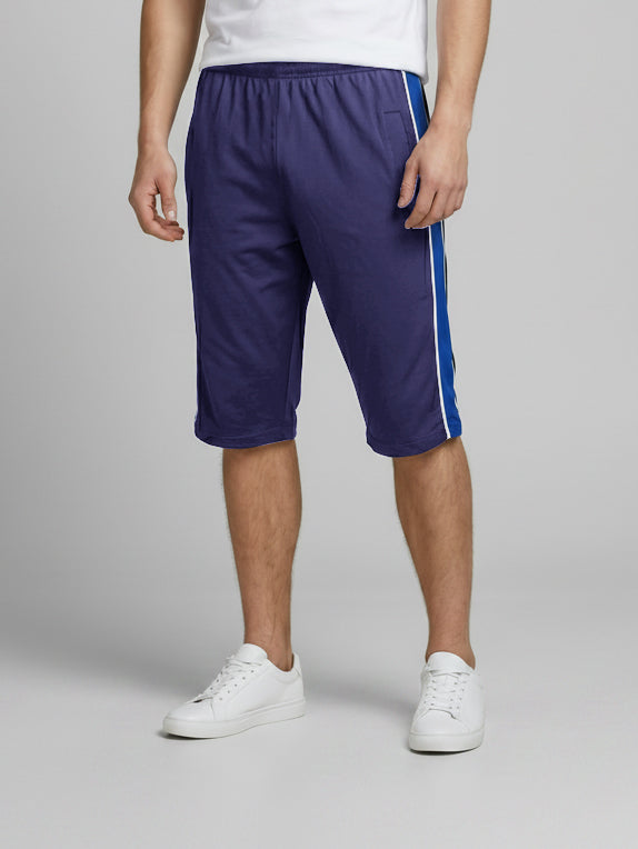 Stylish Knee Length Short For Men-Light Blue With Royal Blue Stripe-SS03