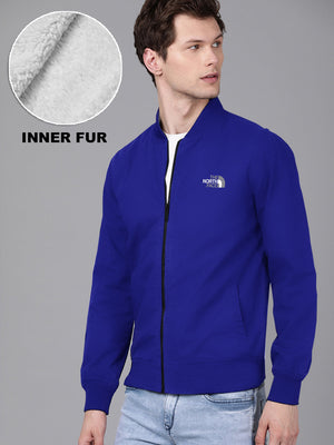 TNF Baseball Inner Fur Jacket For Men-Royal Blue-BE197/BR999