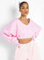 Boohoo Crew Neck Fleece Cropped Sweatshirt For Ladies-Pink-BE184